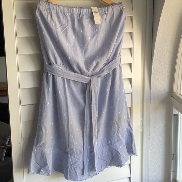 Anthropologie Cloth & Stone Light Blue Strapless Dress with Belt Size Large - Picture 1 of 7